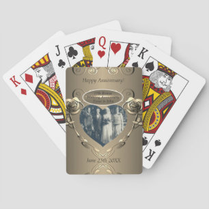 19th/8th Bronze(Colour)Photo Wedding Anniversary Playing Cards
