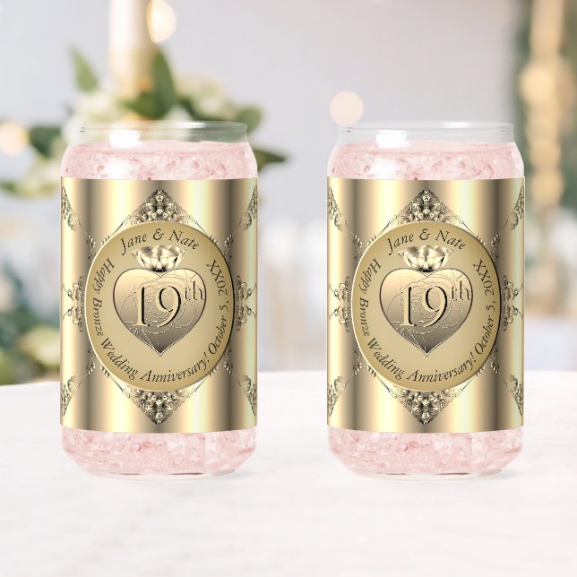 19th/8th Bronze (Colour) Wedding Anniversary Can Glass (Insitu (Wedding))