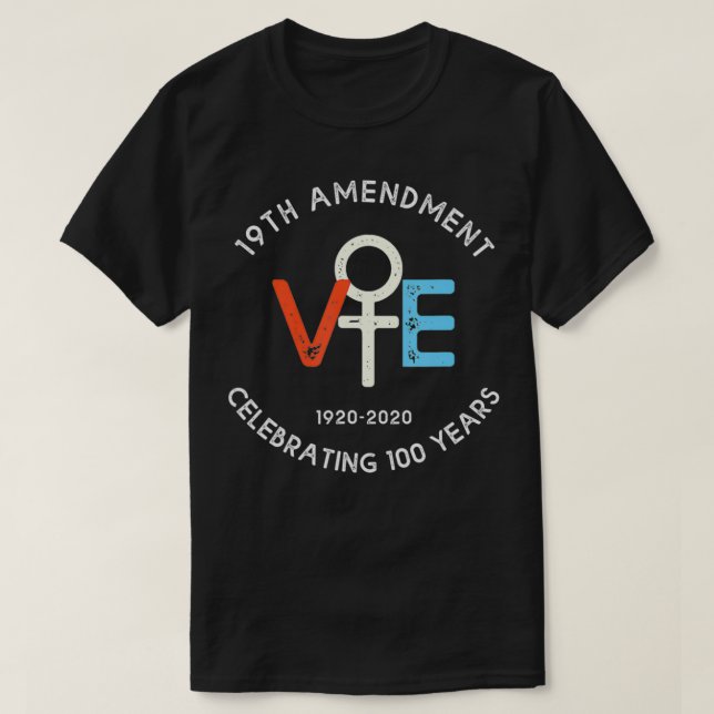 19th Amendment Centennial Logo Suffrage Women Gift T-Shirt (Design Front)