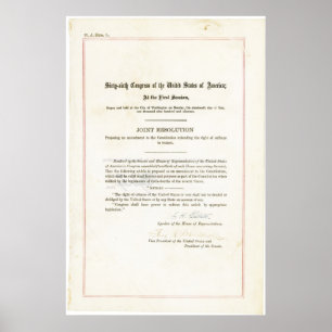 19th Amendment to the United States Constitution Poster