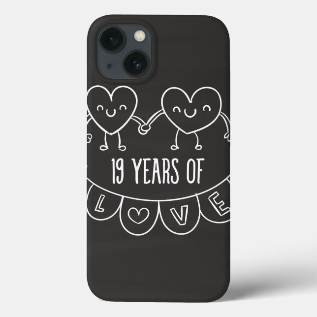 19th Anniversary Gift Chalk Hearts Case-Mate iPhone Case (Back)