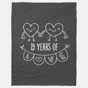 19th Anniversary Gift Chalk Hearts Fleece Blanket