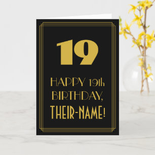19th Birthday – Art Deco Inspired Look "19" & Name Card