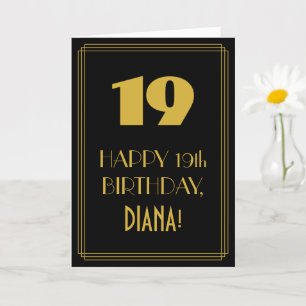 19th Birthday ~ Art Deco Inspired Look "19" & Name Card