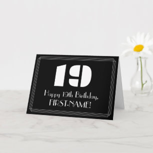 19th Birthday: Art Deco Inspired Look "19" & Name Card
