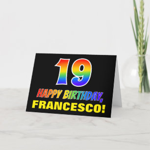 19th Birthday: Bold, Fun, Simple, Rainbow 19 Card