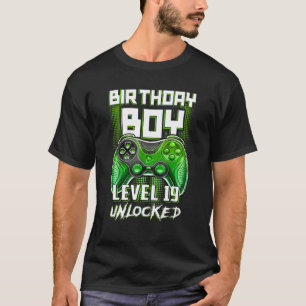 19th Birthday Boys Level 19 Unlocked 19 Year Old V T-Shirt