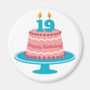 19th Birthday Cake Magnet