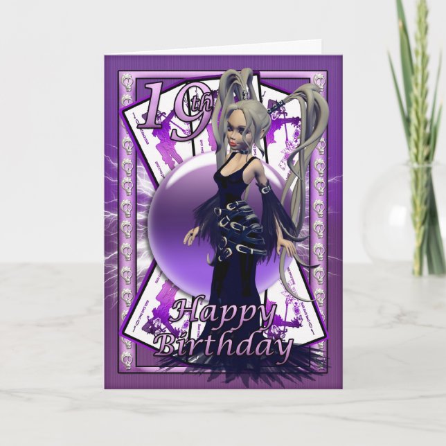 19th birthday card, happy 19th Gothic Doll Bday Card (Front)