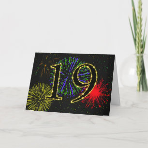 19th Birthday card with fireworks