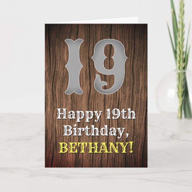 19th Birthday: Country Western Inspired Look, Name Card (Front)