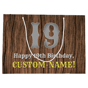 19th Birthday: Country Western Inspired Look, Name Large Gift Bag