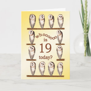 19th birthday, Curious owls card. Card