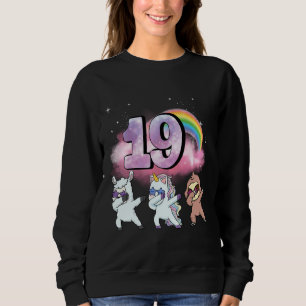 19th Birthday Dabbing Unicorn Sloth Sheep Sweatshirt