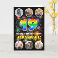 19th Birthday: Fun Rainbow #, Custom Name & Photos