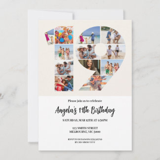 19th Birthday Invitation - Number 19