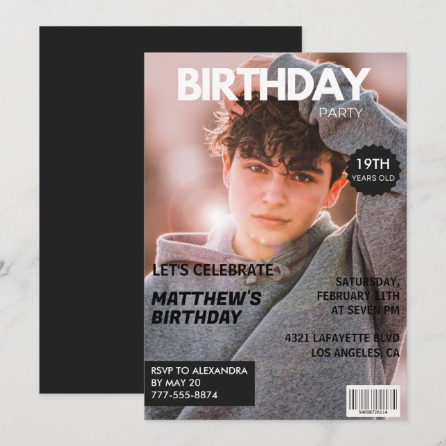 19th birthday invitations for him Magazine Cover (Front/Back)