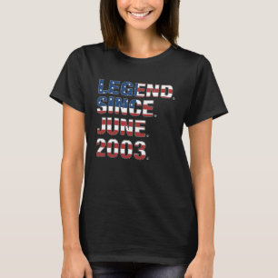 19th Birthday Legend Since June 2003 USA Flag 19 Y T-Shirt