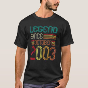 19th Birthday Legend Since October 2003 Retro 19 Y T-Shirt