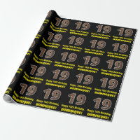 19th Birthday: Name & Faux Wood Grain Pattern "19"