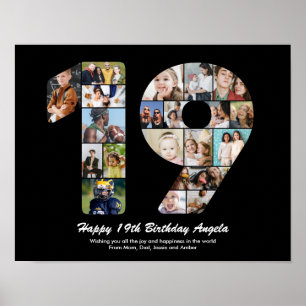 19th Birthday Number 19 Photo Collage Gift Poster