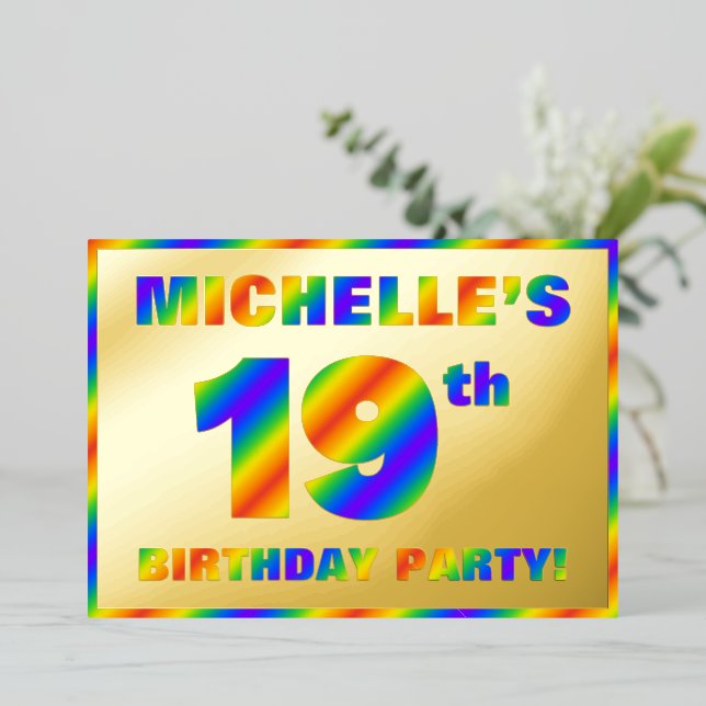 19th Birthday Party — Fun, Rainbow Spectrum “19” (Standing Front)