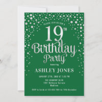 19th Birthday Party - Green & Silver