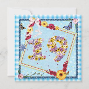 19th Birthday party Invitation flowers,butterflies