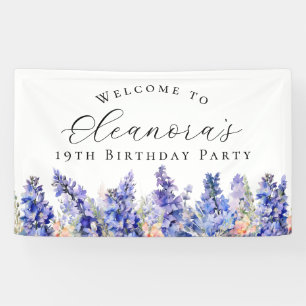 19th Birthday Party July Birth Flower Welcome Banner