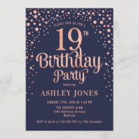 19th Birthday Party - Navy & Rose Gold