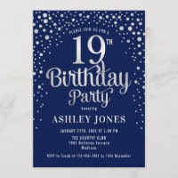 19th Birthday Party - Navy & Silver