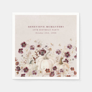 19th Birthday Party Pumpkin Wildflower Custom Napkin