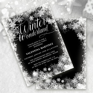 19th Birthday Party Winter Wonderland Snowflake Invitation