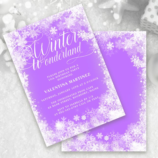 19th Birthday Party Winter Wonderland Snowflake Invitation (Creator Uploaded)