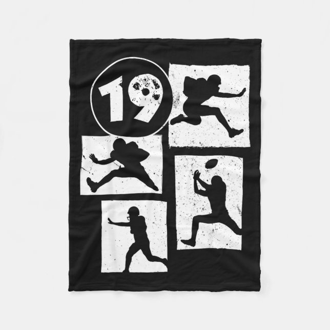 19th Birthday Retro American Football 19 Years Old Fleece Blanket (Front)