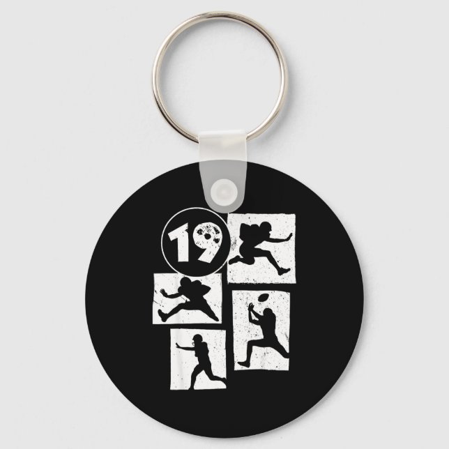 19th Birthday Retro American Football 19 Years Old Key Ring (Front)