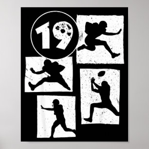19th Birthday Retro American Football 19 Years Old Poster