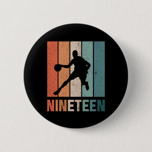 19th Birthday Retro Basketball Lovers 19 Years Old 6 Cm Round Badge