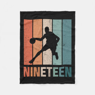 19th Birthday Retro Basketball Lovers 19 Years Old Fleece Blanket