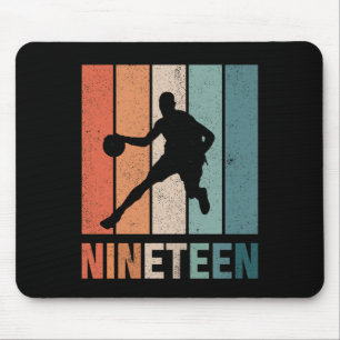 19th Birthday Retro Basketball Lovers 19 Years Old Mouse Mat