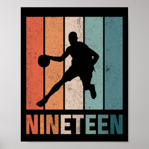 19th Birthday Retro Basketball Lovers 19 Years Old Poster