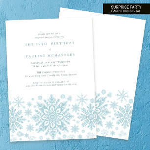 19th Birthday Surprise Party Blue Snowflake Invitation
