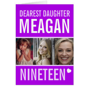 19th birthday three photos purple Daughter