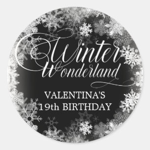19th Birthday Winter Wonderland Snowflake Favour Classic Round Sticker