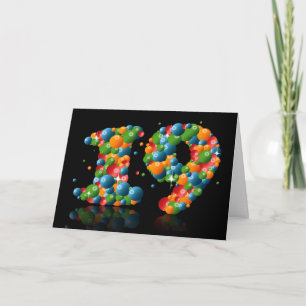 19th birthday with numbers formed from balls card