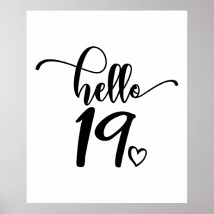 19th Birthday Women Hello 19 Cute 19 Years Old Poster