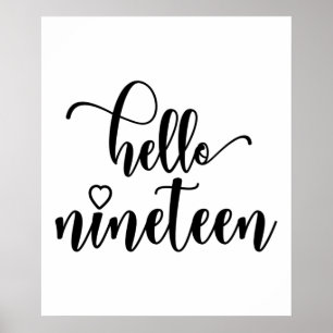 19th Birthday Women Hello 19 Cute 19 Years Old Poster