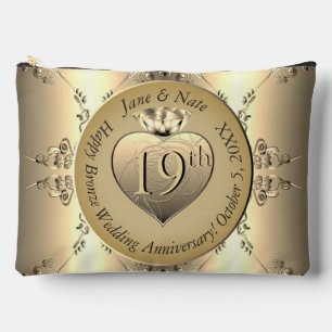 19th Bronze Colour Wedding Anniversary  Accessory Pouch