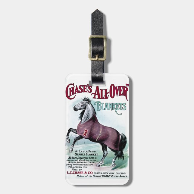 19th C. Chase Horse Blankets Luggage Tag (Front Vertical)
