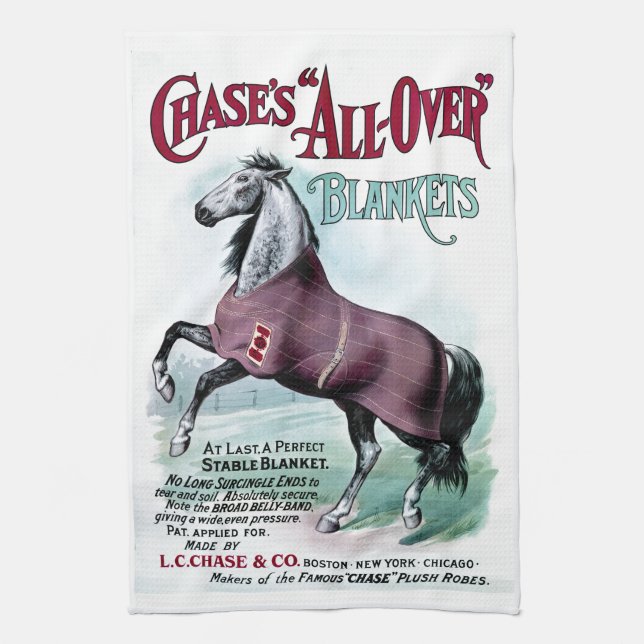 19th C. Chase Horse Blankets Tea Towel (Vertical)
